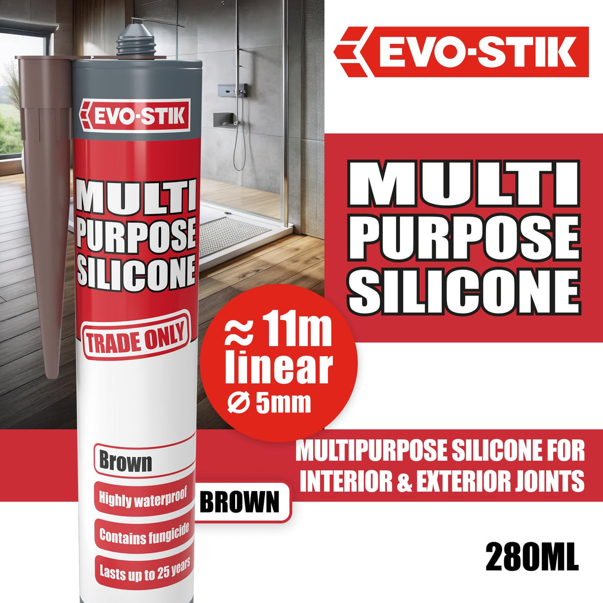 EVO-STIK Multipurpose Silicone Sealant White - Waterproof & Mould Resistant
