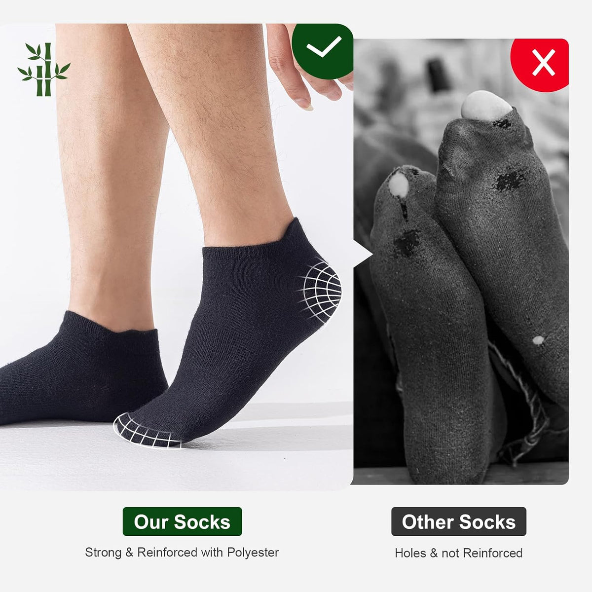 Niorasen Bamboo Trainer Socks for Men & Women, 6 Pairs, Low Cut