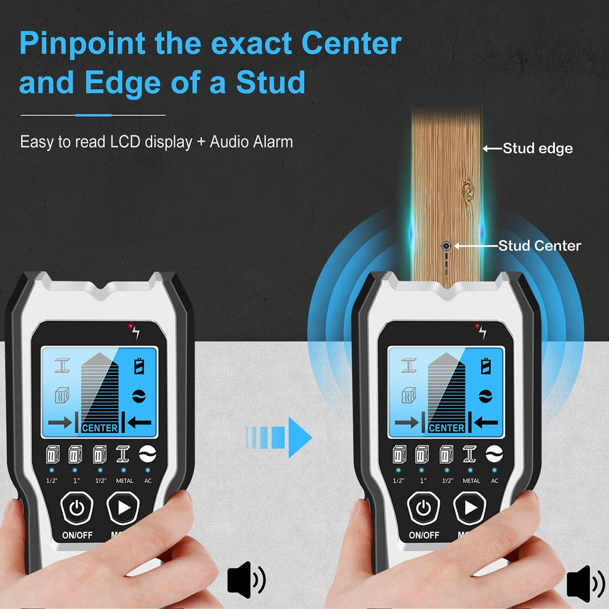 FOLAI Upgraded TH550 Stud Finder Wall Scanner - 5 in 1 Stud Detector Detector Beam Finders Wall Detector Sensor Center Finding with LCD Display for Wood AC Wire Metal Studs Cable Joist Detection