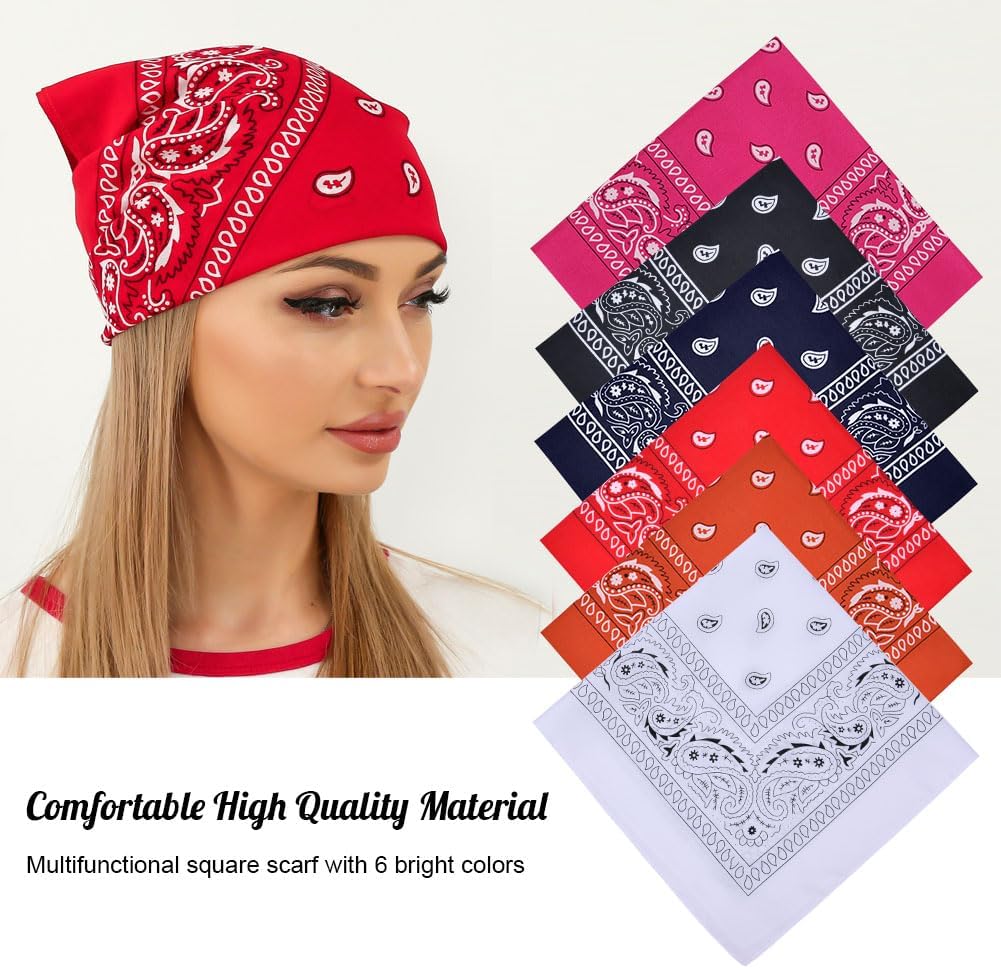 Aomig Bandana Head Scarf for Men and Women, Stylish Cowboy Headband Handkerchief, Multi-purpose Hair Scarf Paisley Print Unisex Headwraps, Bib Party Face Covering Headwear for Motorcycling