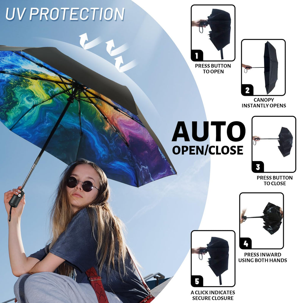 SY COMPACT Travel Umbrella Windproof Automatic Unbreakable UV Protection