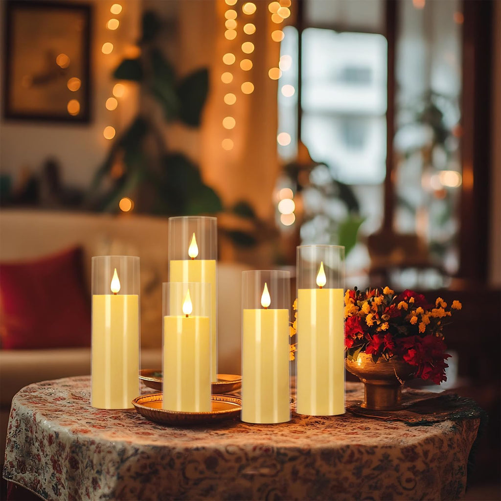 YOROXRG Solar flameless Candles Outdoor Waterproof,Dusk to Dawn Outdoor Lighting, Flickering fameless Reusable LED Light Candles for Lantern Garden Camping and Home Decor, 3D Wick (3"X6") Set of 2