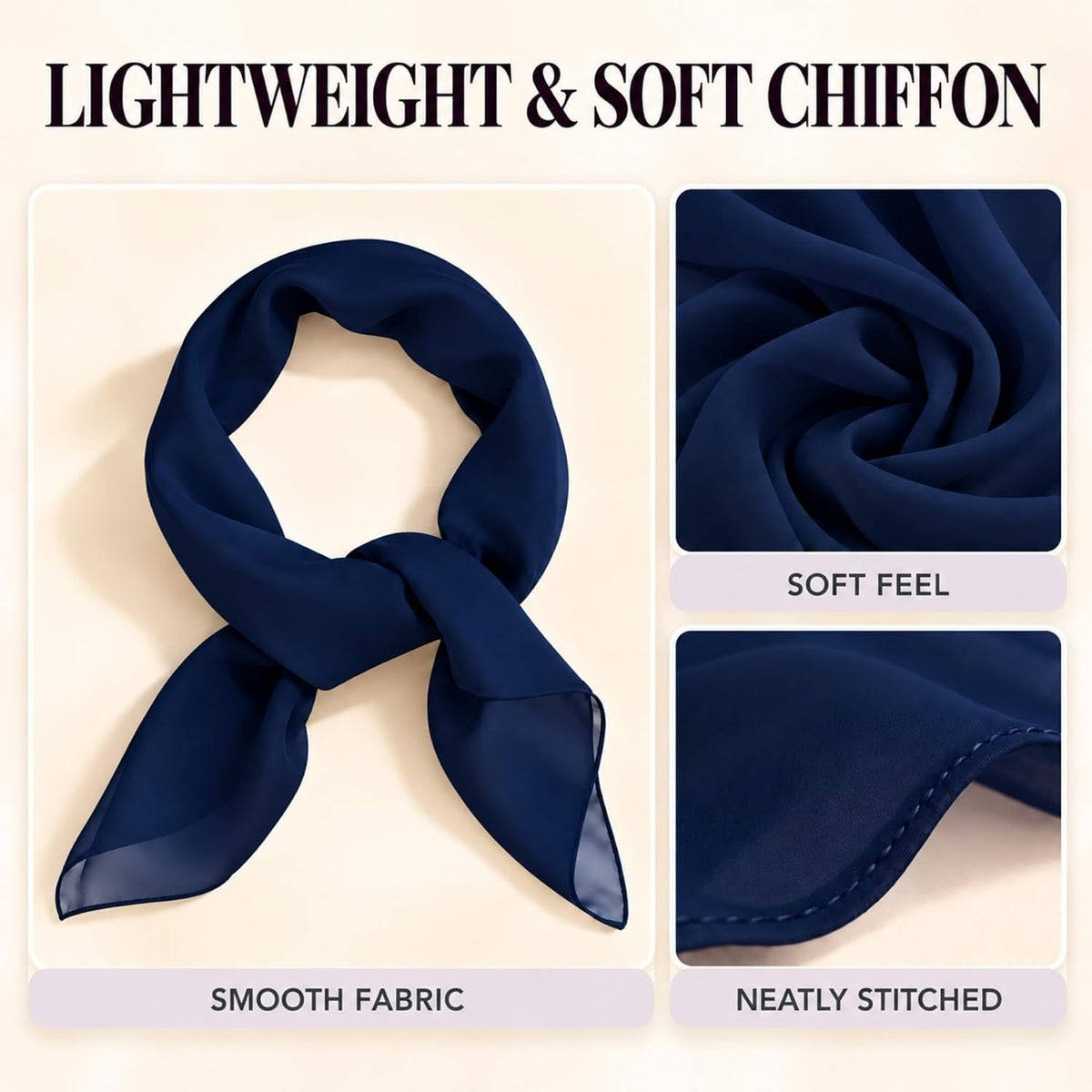 WESTEND CHOICE Square Chiffon Scarves Women's Neck Scarf 50s Retro Bandana