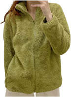 Fleece Winter Jackets for Women UK Fashion Warm Soft Fluffy Coats Causal Solid Color Long Sleeve Full Zip Jacket Elegant Callor Lapel Cardigans Ladies Teddy Fleece Outwear Gifts for Daily Holiday