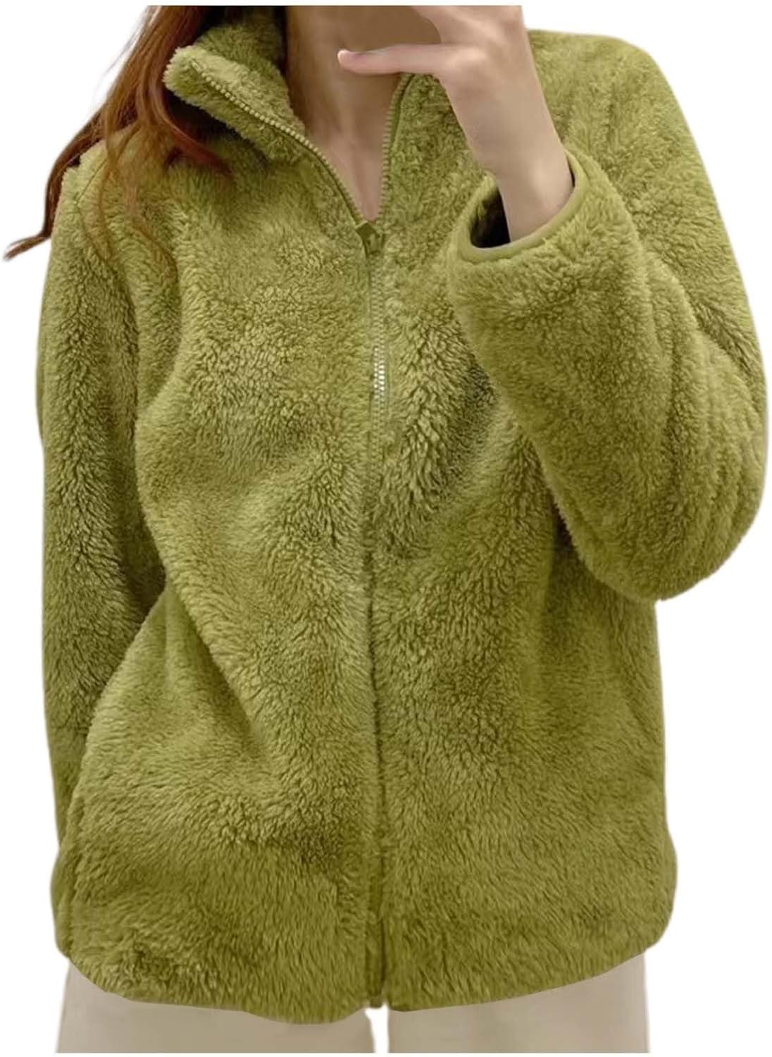 Fleece Winter Jackets for Women UK Fashion Warm Soft Fluffy Coats Causal Solid Color Long Sleeve Full Zip Jacket Elegant Callor Lapel Cardigans Ladies Teddy Fleece Outwear Gifts for Daily Holiday
