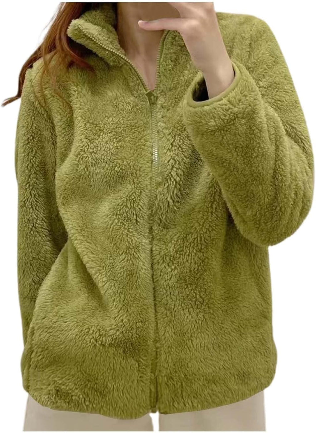 Fleece Winter Jackets for Women UK Fashion Warm Soft Fluffy Coats Causal Solid Color Long Sleeve Full Zip Jacket Elegant Callor Lapel Cardigans Ladies Teddy Fleece Outwear Gifts for Daily Holiday