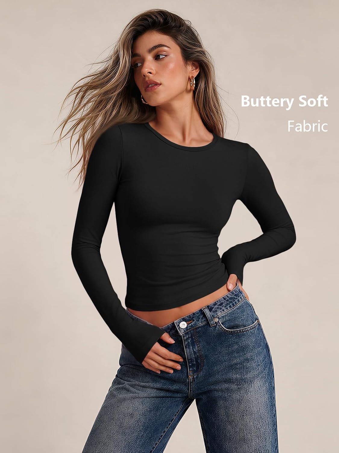 LILLUSORY Long Sleeve Tops Women Crew Neck Y2k T Shirts