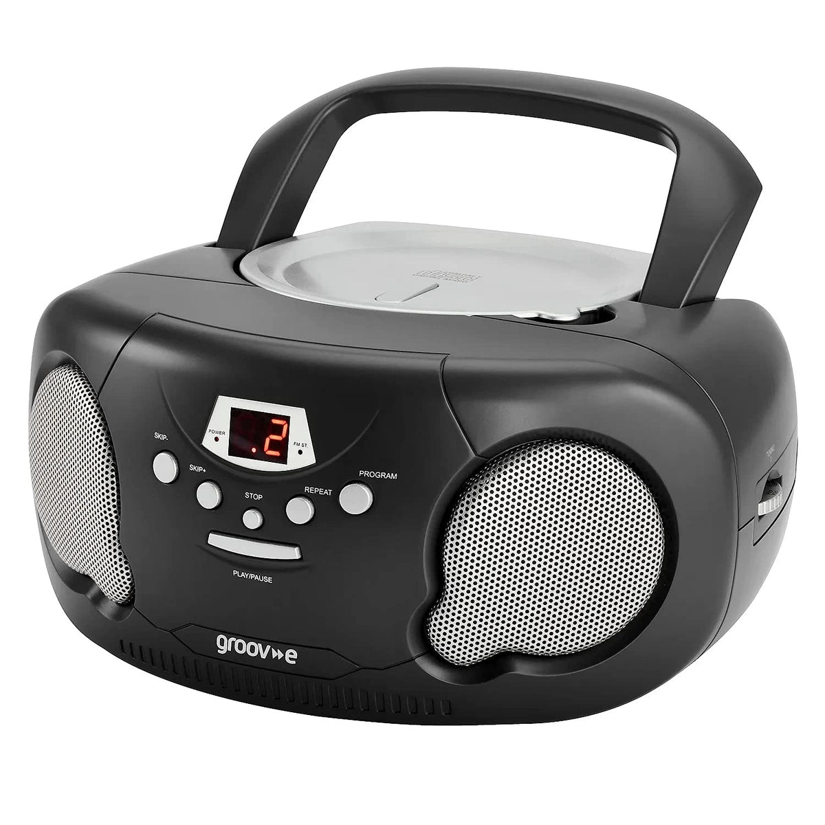 Groov-e Original Boombox - Portable CD Player with Bluetooth, Radio, 3.5mm Aux Port, & Headphone Socket - LED Display, 2 x 1.2W Speakers - Battery or Mains Powered - Blue