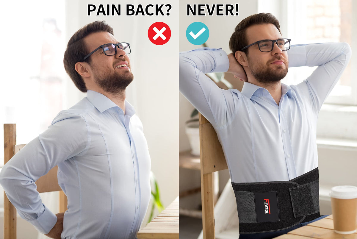 FEATOL Back Brace for Men & Women, Lower Back, Sciatica Pain Relief
