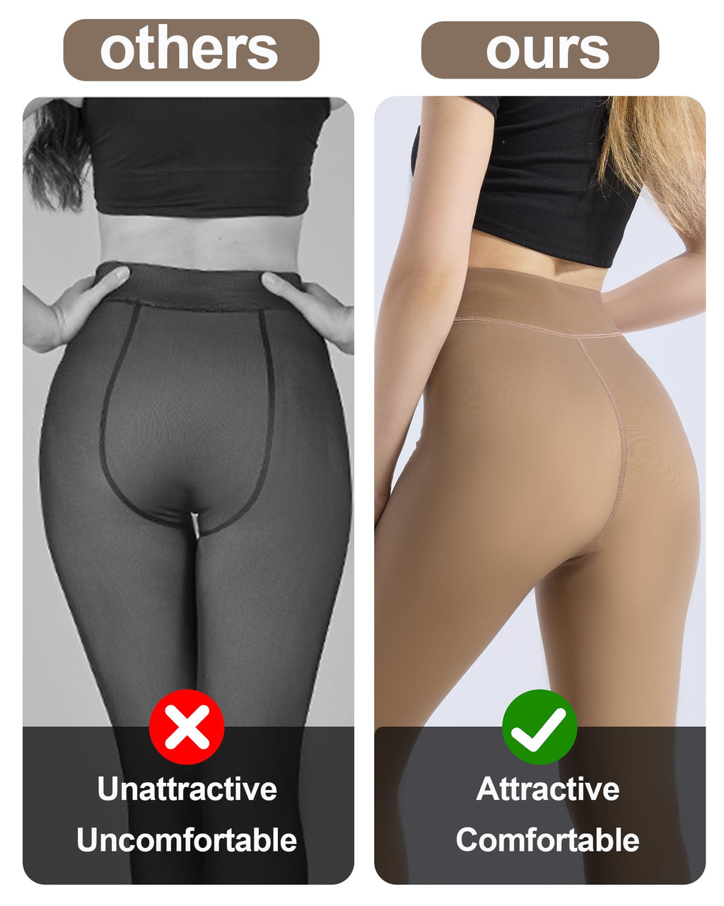 HOWIN Fleece Lined Tights Winter Thermal Tights for Women Fake Translucent