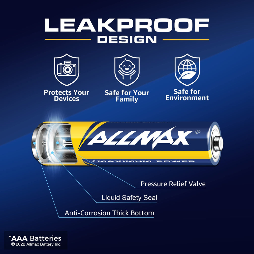 Allmax AAA (LR03) Maximum Power Alkaline Batteries (100 Count) – 1.5V