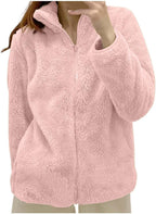 Fleece Winter Jackets for Women UK Fashion Warm Soft Fluffy Coats Causal Solid Color Long Sleeve Full Zip Jacket Elegant Callor Lapel Cardigans Ladies Teddy Fleece Outwear Gifts for Daily Holiday