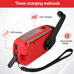2000mAh Wind Up Solar Hand Crank Emergency Radio | AM/FM Weather Band Radio with LED Torch, SOS Alert & USB Phone Charger for Outdoor Camping Hiking (Red)