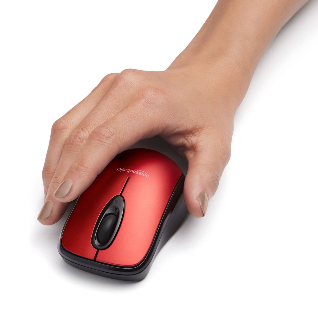 Amazon Basics Wireless Mouse for Laptop, 2.4GHz with USB Nano Receiver – Black
