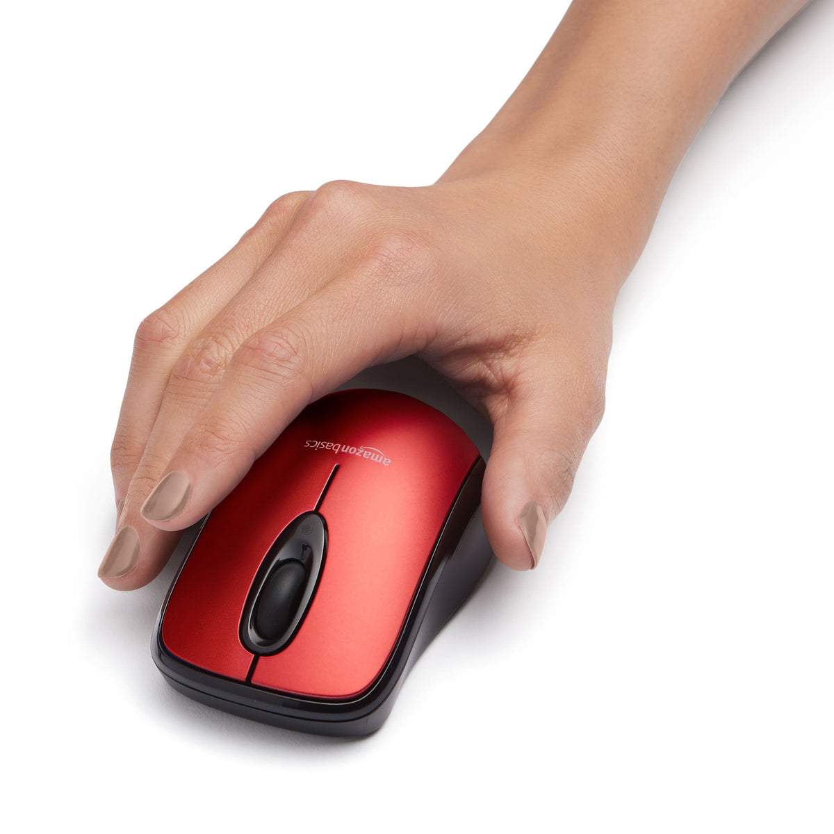 Amazon Basics Wireless Mouse for Laptop, 2.4GHz with USB Nano Receiver – Black