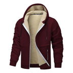 Teddy Fleece Men Hoodie Fleecing Lined Fuzzy Jacket with Pockets Full Zip Hooded Adjustable Sweatshirts Warm Parka Jackets Sherpa Ski Jackets Thermal Cardigan Jumper Coats Winter Outerwear Clothing
