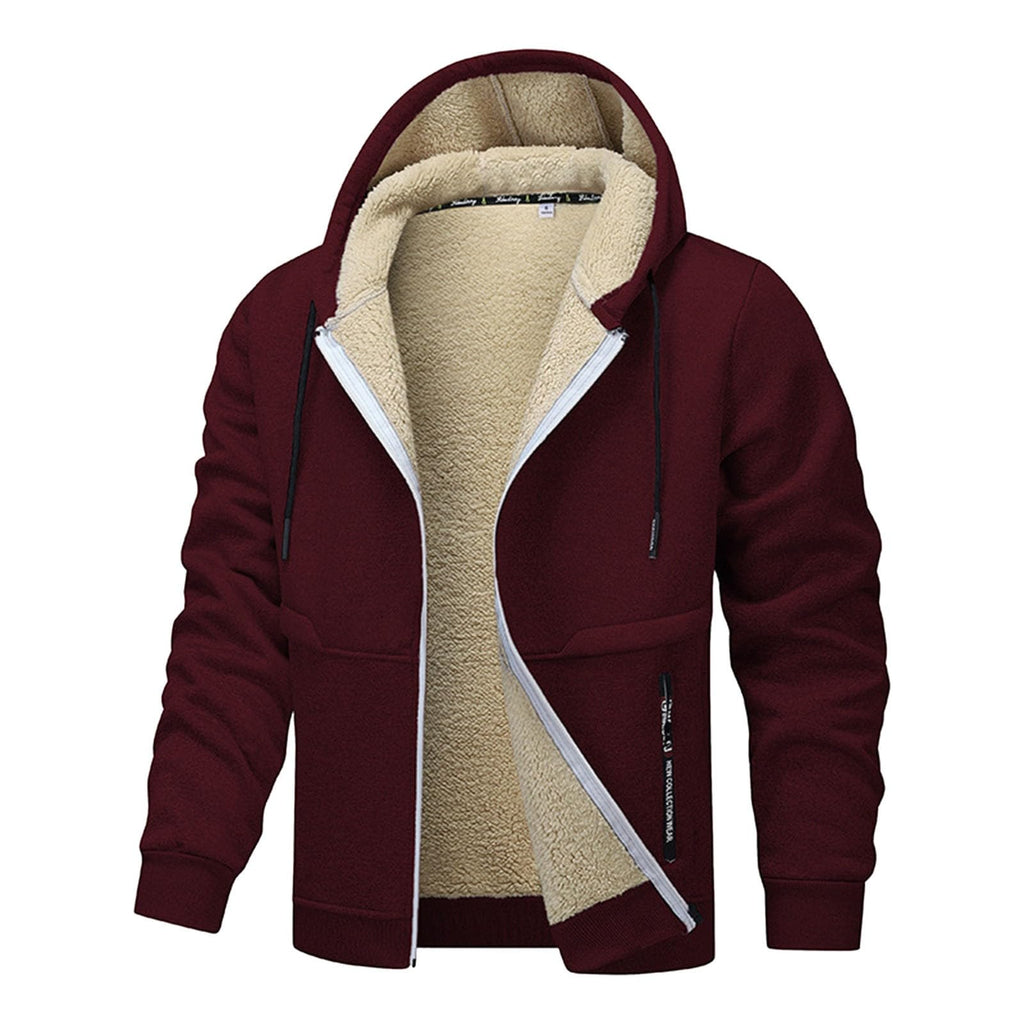 Teddy Fleece Men Hoodie Fleecing Lined Fuzzy Jacket with Pockets Full Zip Hooded Adjustable Sweatshirts Warm Parka Jackets Sherpa Ski Jackets Thermal Cardigan Jumper Coats Winter Outerwear Clothing