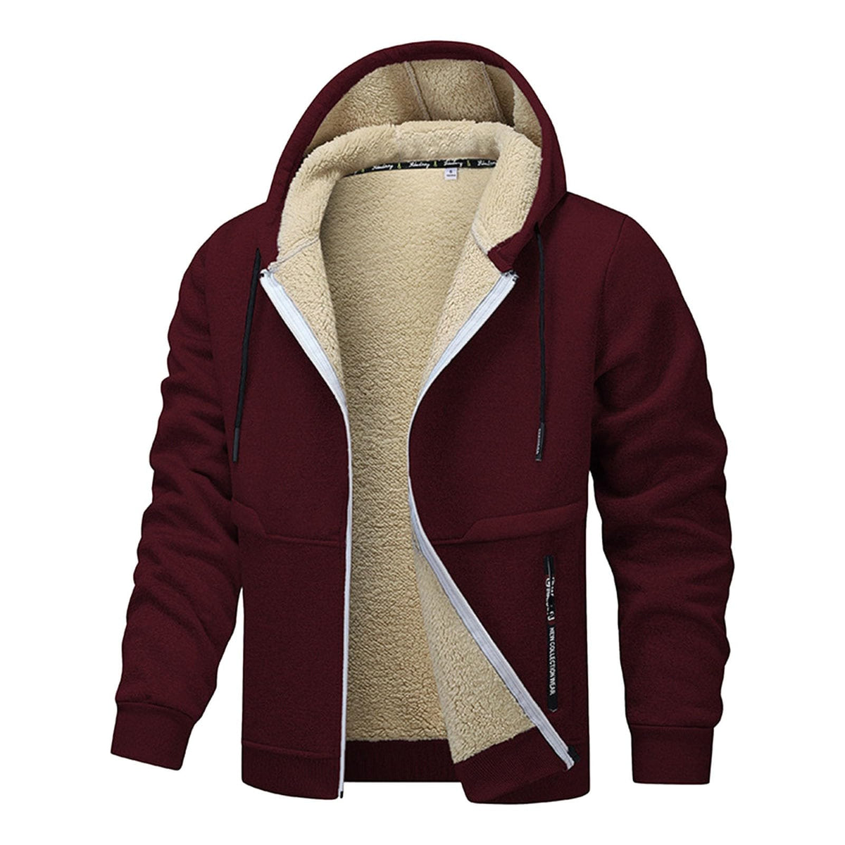 Teddy Fleece Men Hoodie Fleecing Lined Fuzzy Jacket with Pockets Full Zip Hooded Adjustable Sweatshirts Warm Parka Jackets Sherpa Ski Jackets Thermal Cardigan Jumper Coats Winter Outerwear Clothing