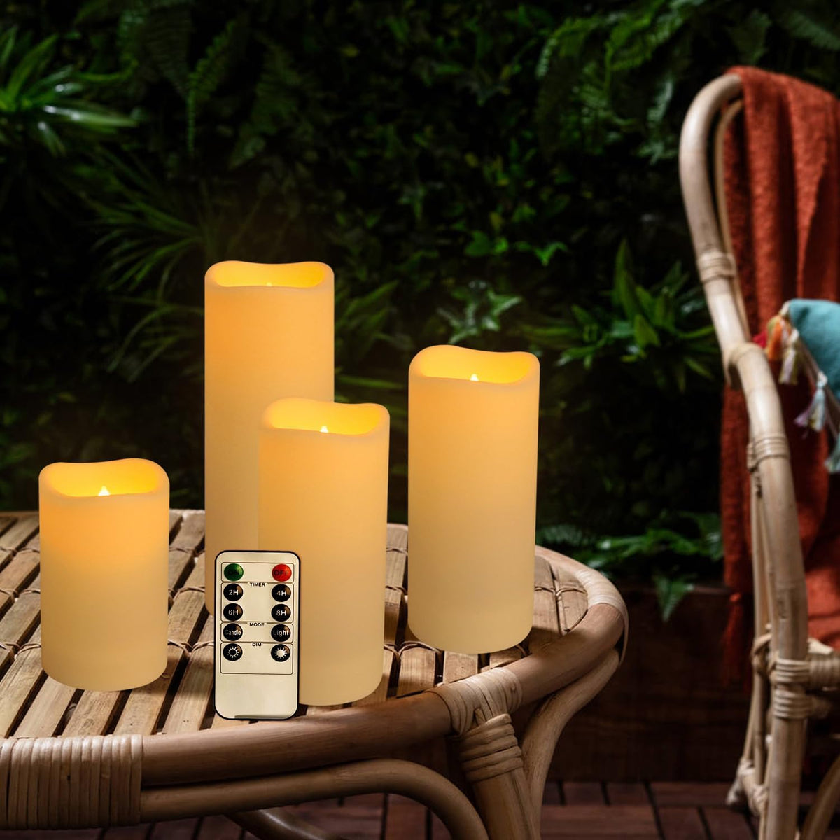 YOROXRG Solar flameless Candles Outdoor Waterproof,Dusk to Dawn Outdoor Lighting, Flickering fameless Reusable LED Light Candles for Lantern Garden Camping and Home Decor, 3D Wick (3"X6") Set of 2