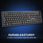 Rii RK907 USB Wired Keyboard Full Size Office Keyboard Compatible with Mac PC Tablet Windows Android Microsoft UK Layout