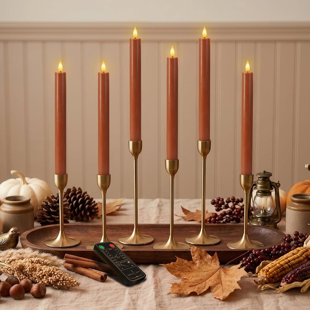 Homemory Real Wax LED Flameless Taper Candles with Remote Timer, 9.6 Inches Ivory Fake Candlesticks, Dripless Battery Operated Window Candle with 3D Flickering Flame for Fireplace Xmas Halloween
