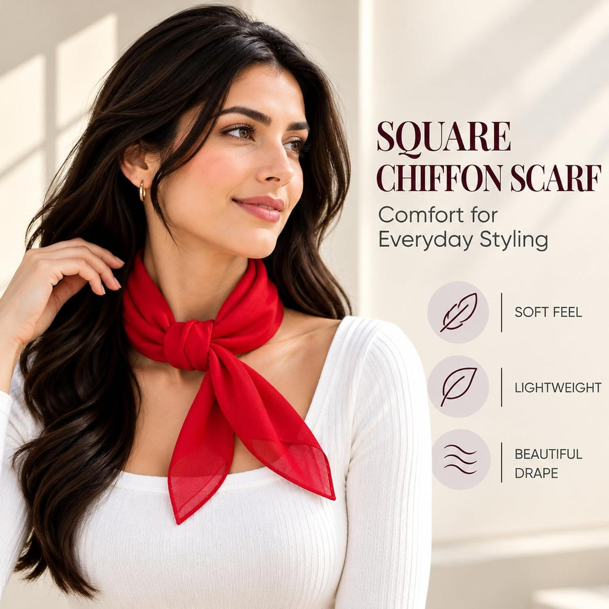 WESTEND CHOICE Square Chiffon Scarves Women's Neck Scarf 50s Retro Bandana