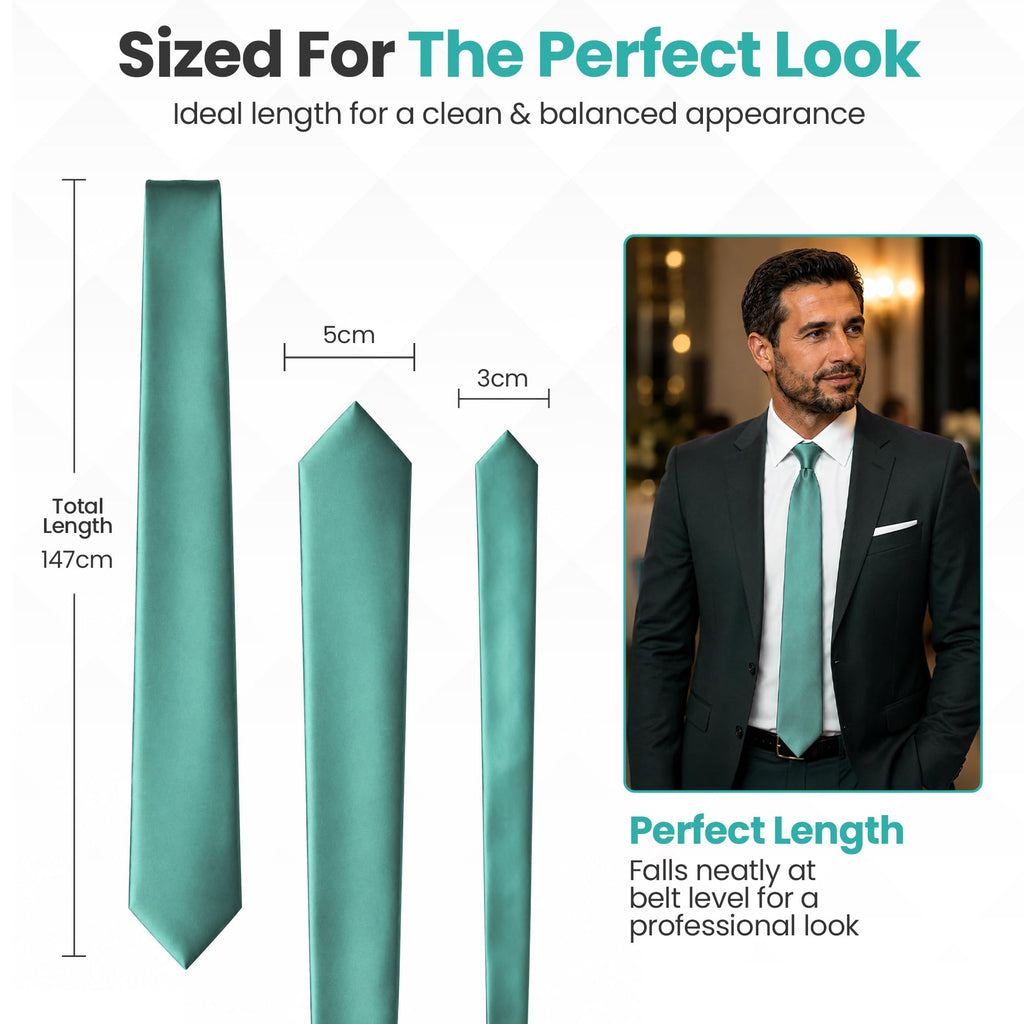 Trimming Shop 5cm Slim Skinny Solid Colour Necktie for Mens
