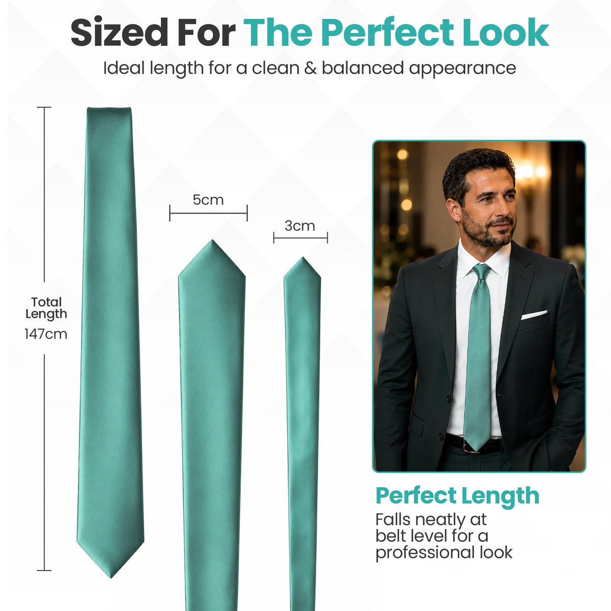 Trimming Shop 5cm Slim Skinny Solid Colour Necktie for Mens