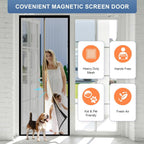 METAONLY Magnetic Screen Door Mesh, Works for Patio, Sliding Door, Keeps Bug Mosquito Out, Fresh Air Flow, Fits 32" x 80" Door - Curtain Size 34" x 82", Black with Lace