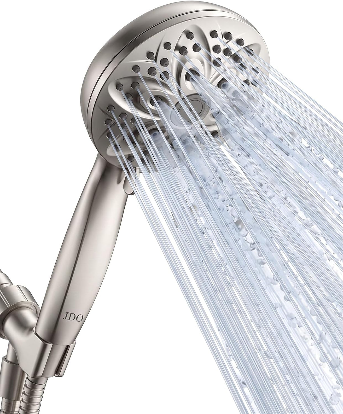 JDO High‑Pressure 6‑Setting Handheld Shower Head, 4.7 Inch Chrome Premium