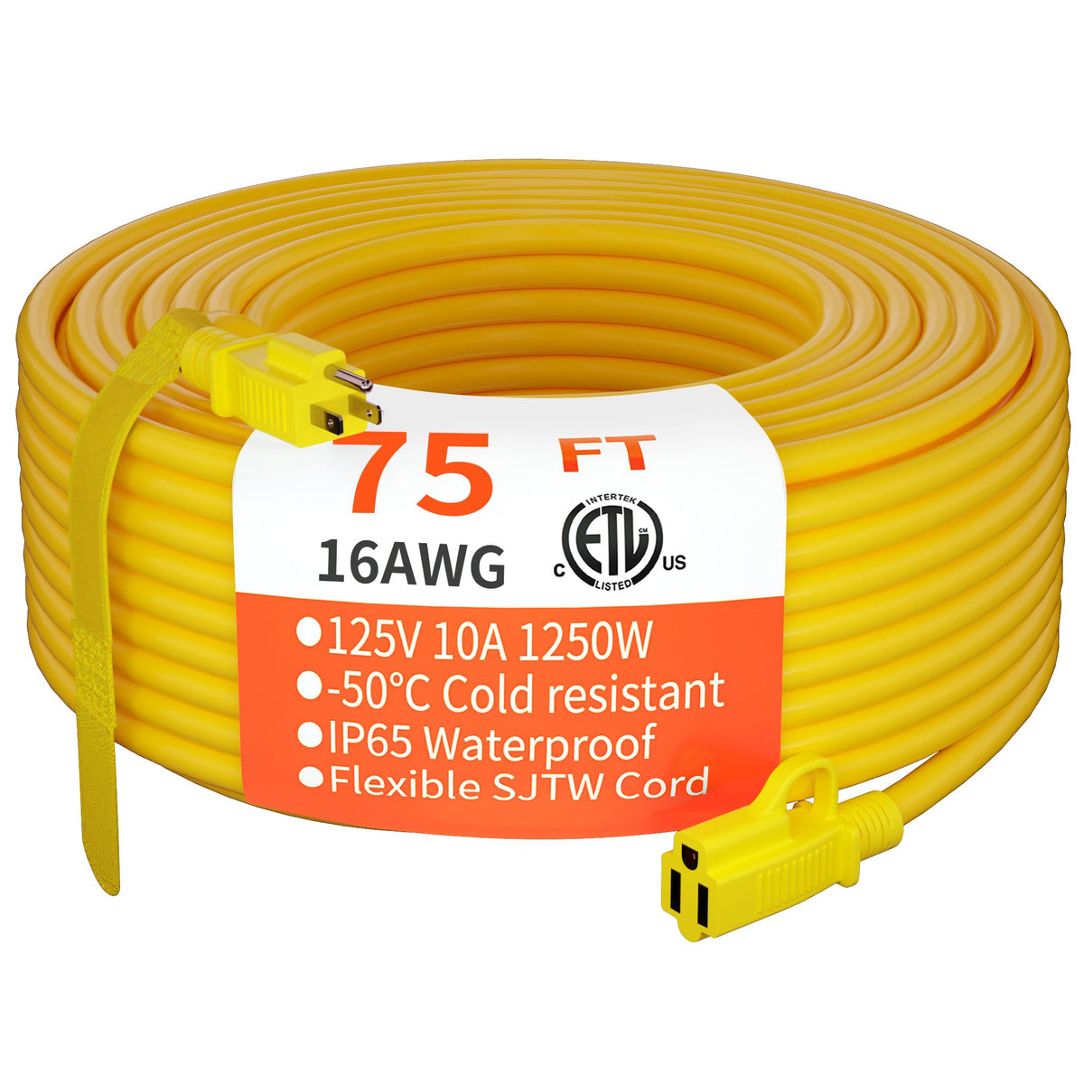 HUANCHAIN Indoor Black Extension Cord 3 FT Waterproof 16/3 Gauge