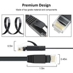Yauhody CAT 6 Ethernet Cable 10m, Pure Copper High Speed Solid Flat CAT6
