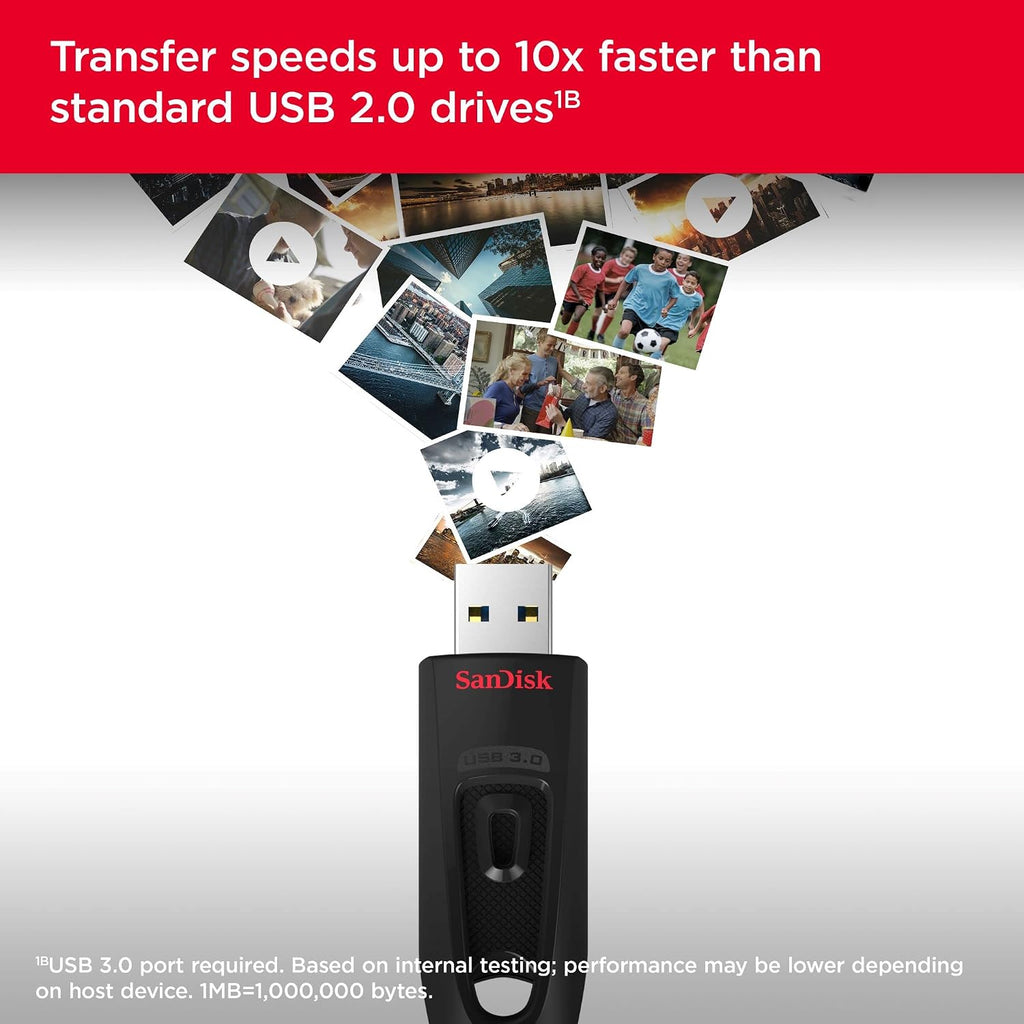 SanDisk Ultra 64GB USB Flash Drive USB 3.0 up to 130MB/s Read - Pack of 3