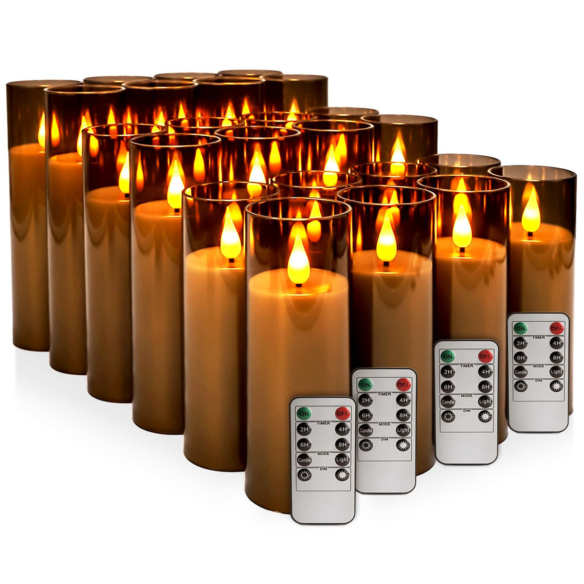 YOROXRG Solar flameless Candles Outdoor Waterproof,Dusk to Dawn Outdoor Lighting, Flickering fameless Reusable LED Light Candles for Lantern Garden Camping and Home Decor, 3D Wick (3"X6") Set of 2