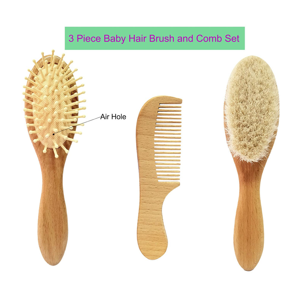 Baby Hair Brush with Wooden Handle and Super Soft Goat Bristles for Newborns, Infant, Toddlers, Kids