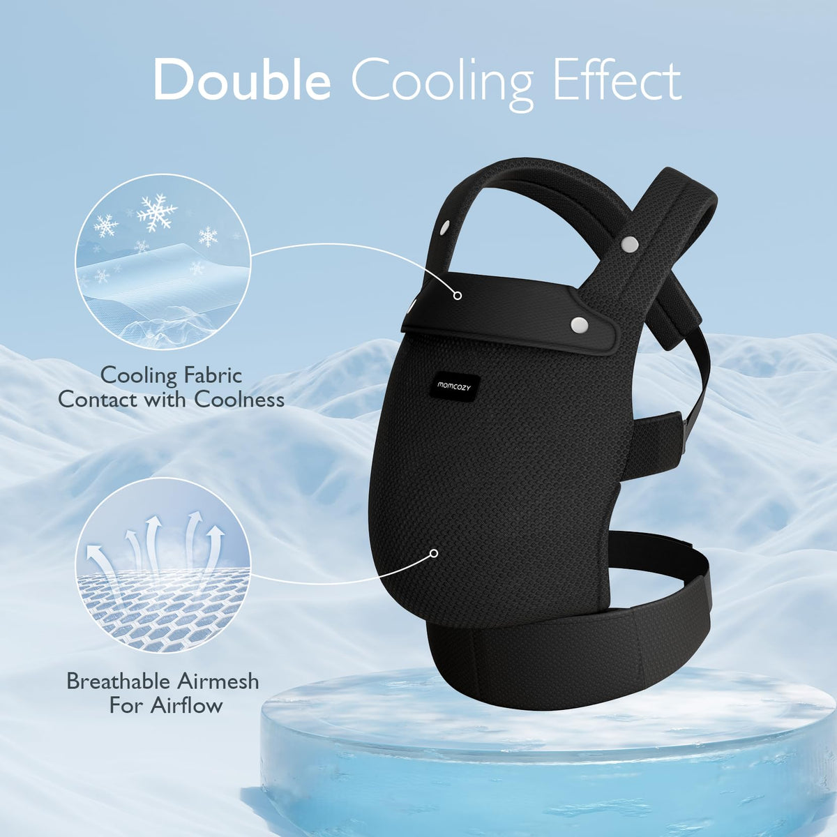 Momcozy Baby Carrier for 3-24M/3.2-20kg, Waist 64-127cm, Cotton Black