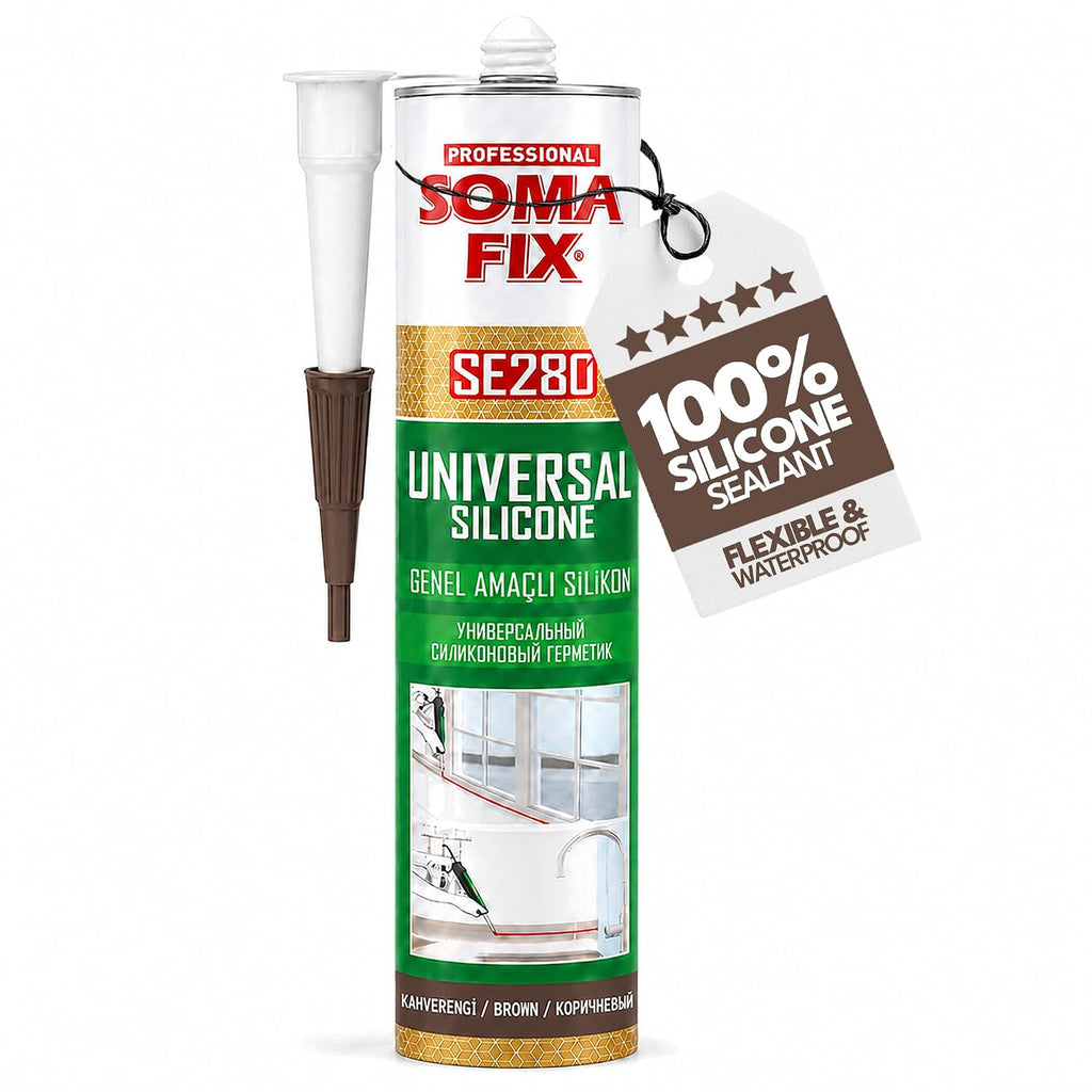 Brown Silicone Sealant, Waterproof & Flexible Sealant and Adhesive - 280ml