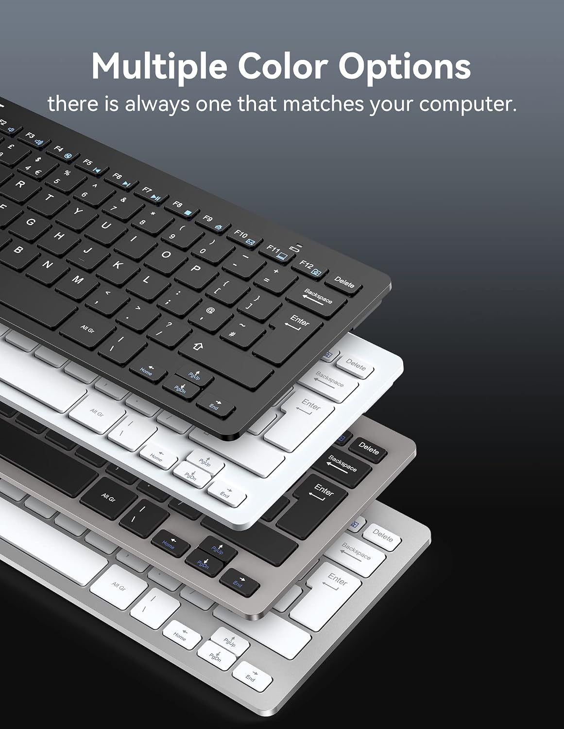 TECKNET 2.4G Wireless Compact Mini Keyboard, UK Layout, White