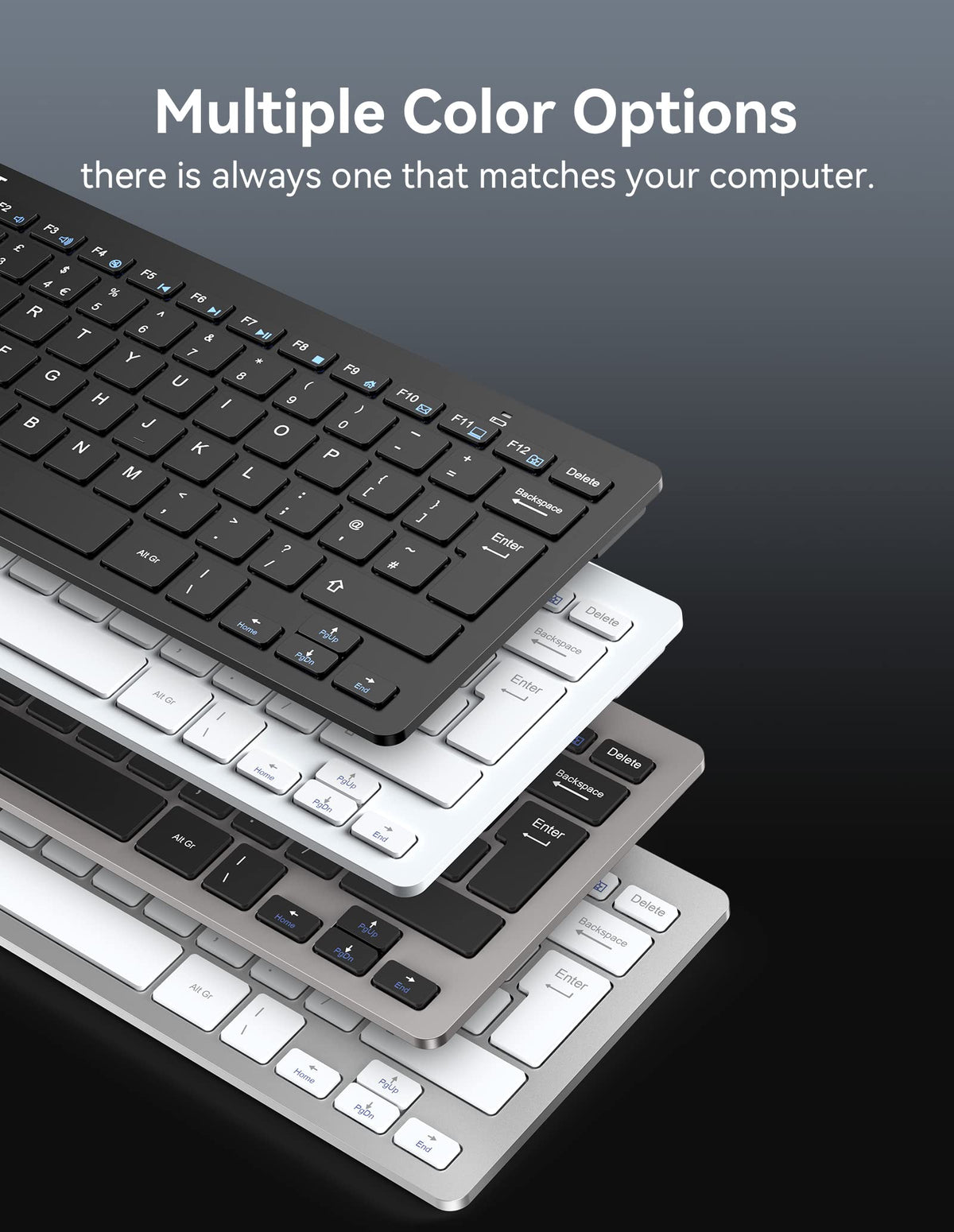 TECKNET 2.4G Wireless Compact Mini Keyboard, UK Layout, White