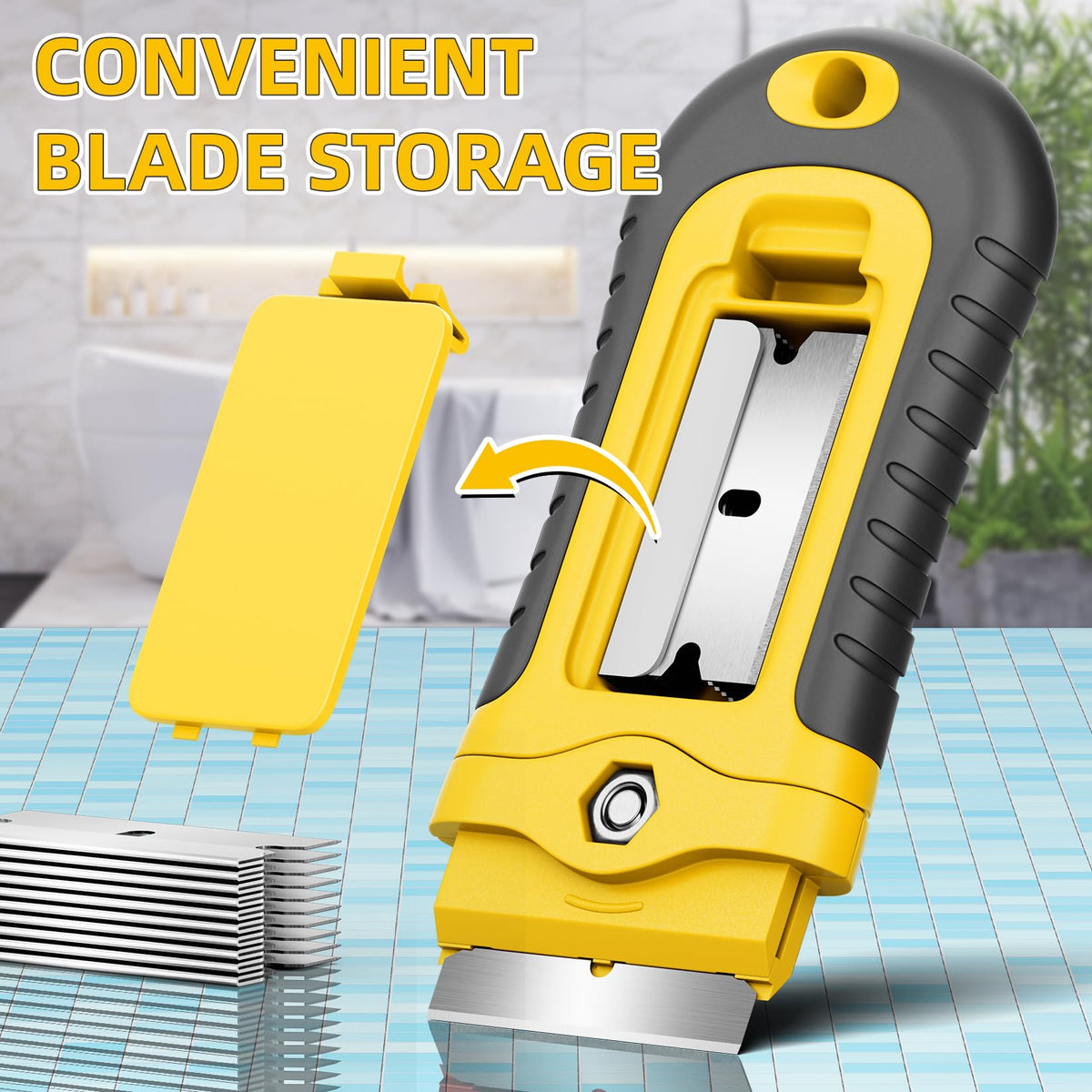 DIYSELF 1 Pack Razor Blade Scraper with 15 Extra Blades, Scraper Tool