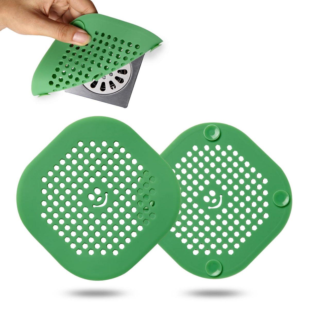 2 Pack Drain Hair Catcher Silicone Drain Cover Hair Stopper with Suction Cup for Shower Kitchen Bathroom Light Purple