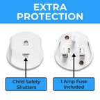 Double Dragon 2-Pack UK Electric Toothbrush & Shaver Plug Adapter | 2-Pin to 3-Pin Bathroom Converter | Supports UK EU Round & US Flat 2-Pin Plugs | 1A Fused | Compatible with Oral-B, Braun, Philips