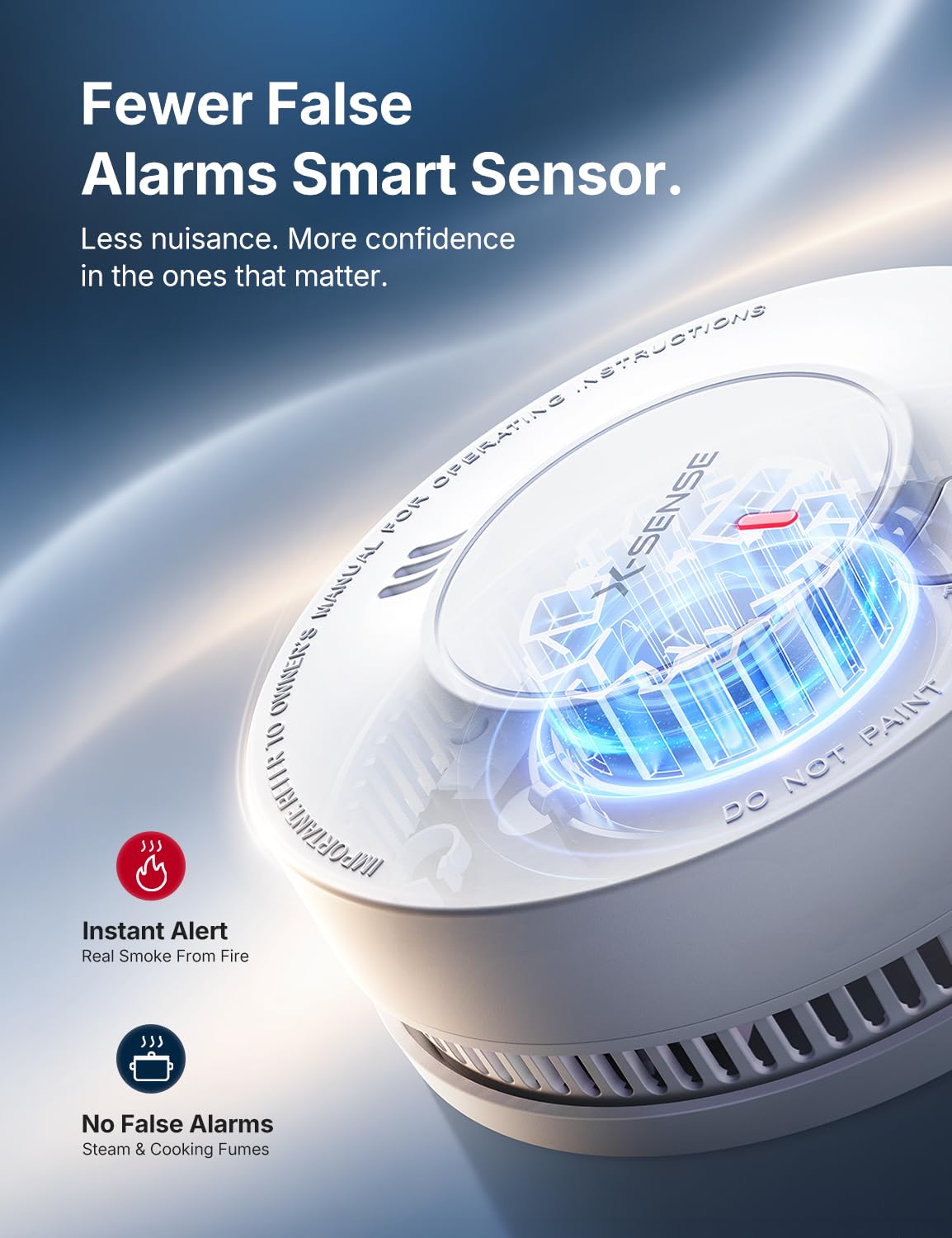 X-Sense Smoke Detector, 10-Year Battery, UL 217 Certified, SD2J0AX, 1-Pack