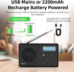 DAB Radio Portable, WOVTE DAB+ Digital Radio Rechargeable FM Radio
