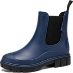 DRECAGE Wellies Boots Women Waterproof Short Chelsea Fashion Ladies Comfortable Rain Boots Outdoors Garden Walking