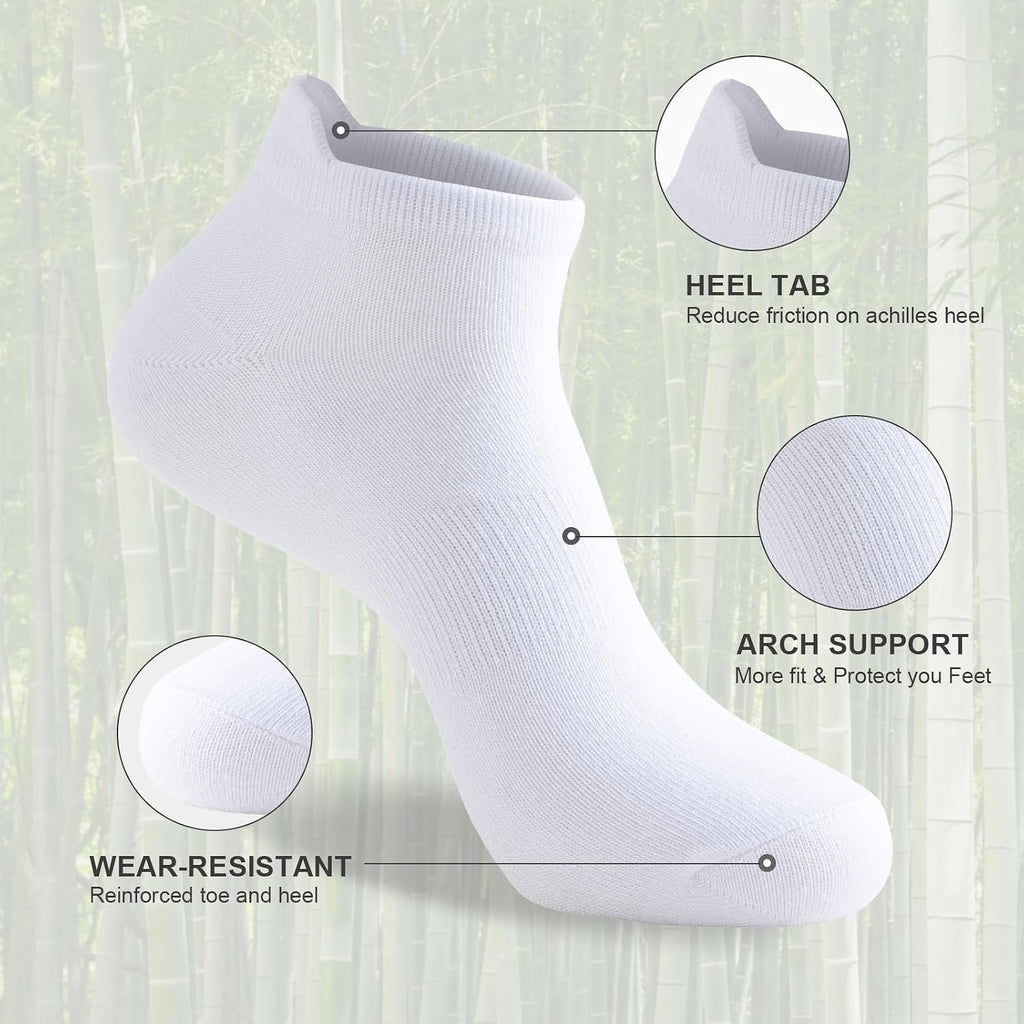 Niorasen Bamboo Trainer Socks for Men & Women, 6 Pairs, Low Cut