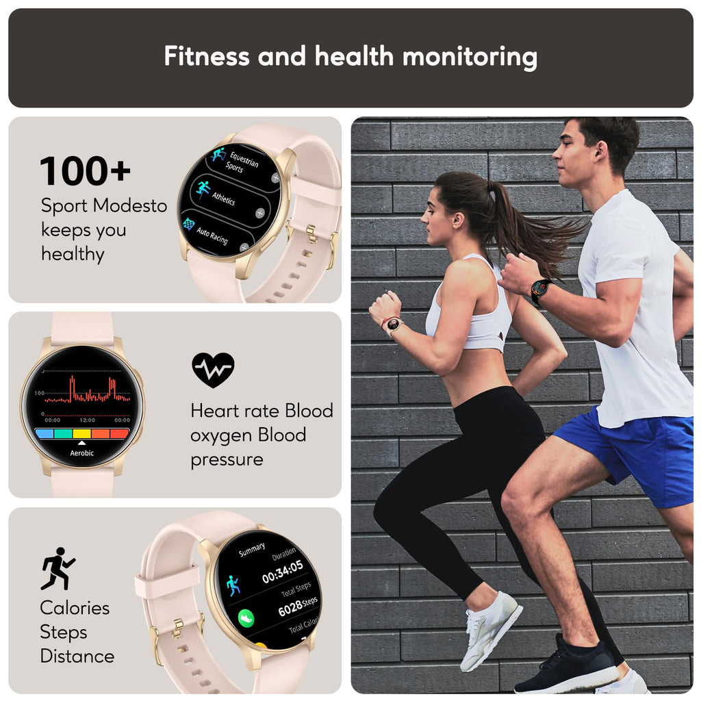 AcclaFit Smart Watch Answer/Make Call,1.38" Smart Watches for Women Men,Fitness Tracker Watch with Heart Rate/Sleep Monitor,120+ Sports,IP68 Waterproof Step Counter Watch Compatible with Android IOS