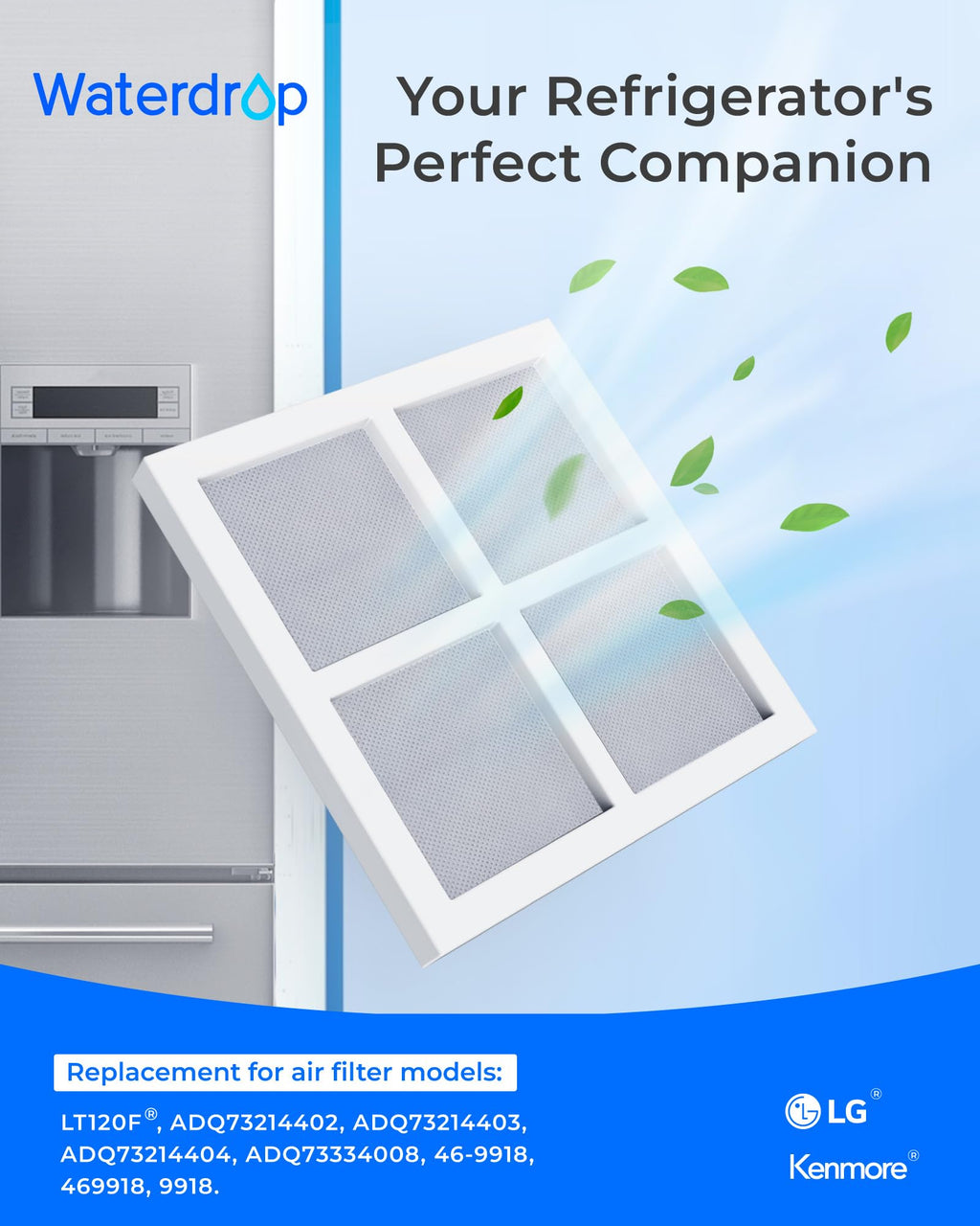 Waterdrop ADQ747935 Refrigerator Water Filter and Air Filter, 3 Combo