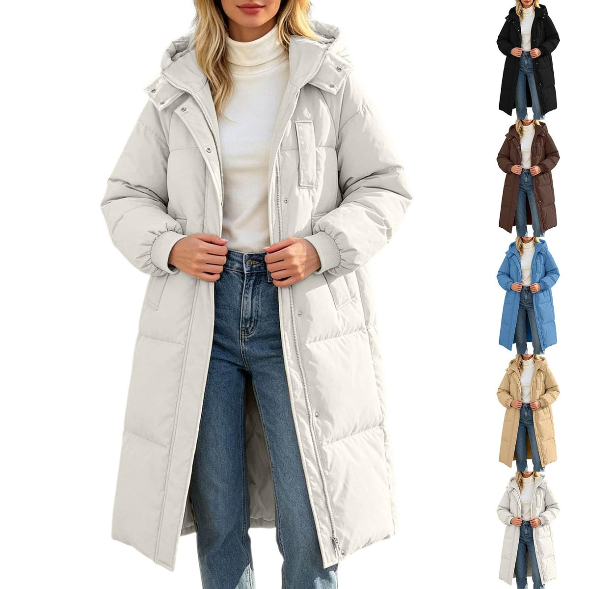 Winter Jacket Women Long With Hood, Plus Size Puffer Jackets For Women Uk,Ladies Coats And Jackets With Pockets Windproof Coats Black Parka Coat For Outdoor Hiking Travel
