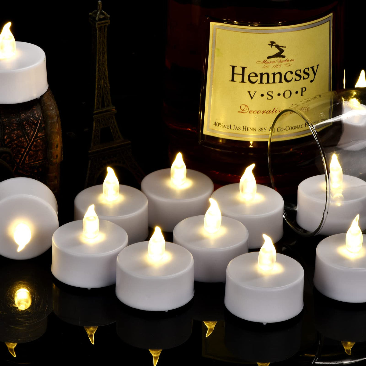 Battery Operated LED Tea Lights Flameless Flickering Candles 50PACK Blue
